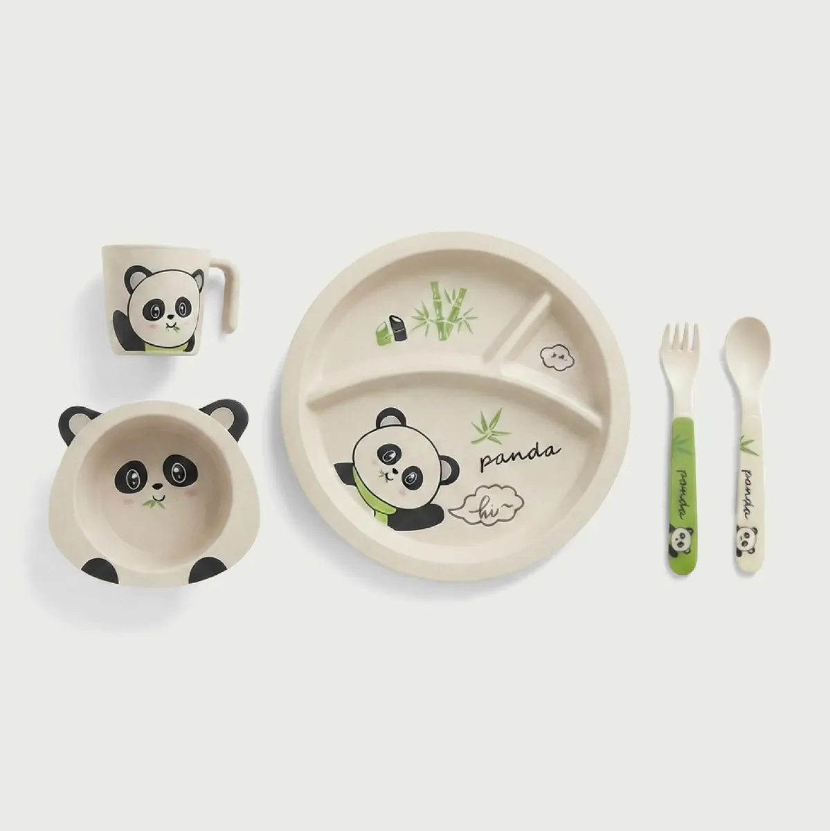 Set Vajilla de 5 Piezas de Bambú